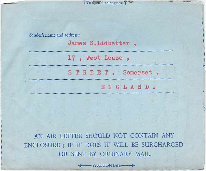 Entier Postal Postal Stationary Aerogramme Aeogram Grande Bretagne Great Britain  — Verso