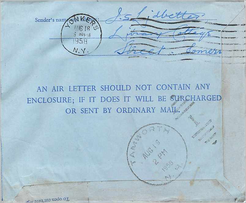 Entier Postal Postal Stationary Aerogramme Aeogram Grande Bretagne Great Britain  — Verso