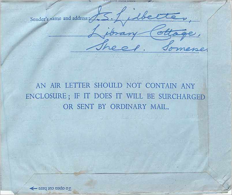 Entier Postal Postal Stationary Aerogramme Aeogram Grande Bretagne Great Britain  — Verso