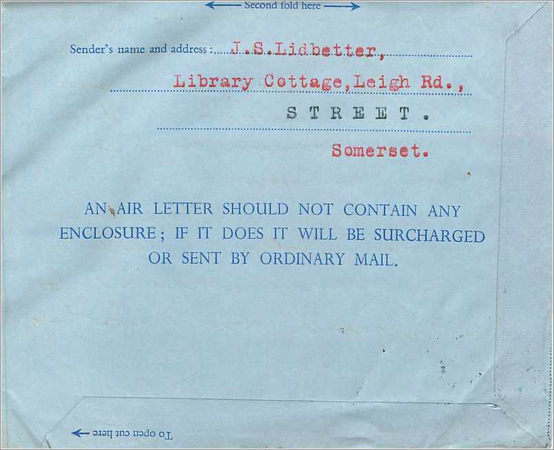 Entier Postal Postal Stationary Aerogramme Aeogram Grande Bretagne Great Britain  — Verso