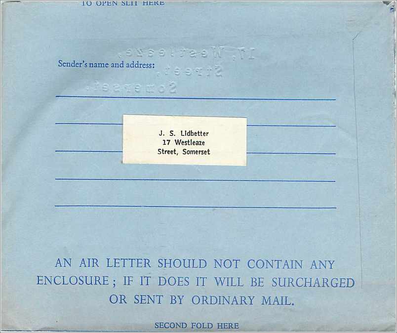 Entier Postal Postal Stationary Aerogramme Aeogram Grande Bretagne Great Britain  — Verso