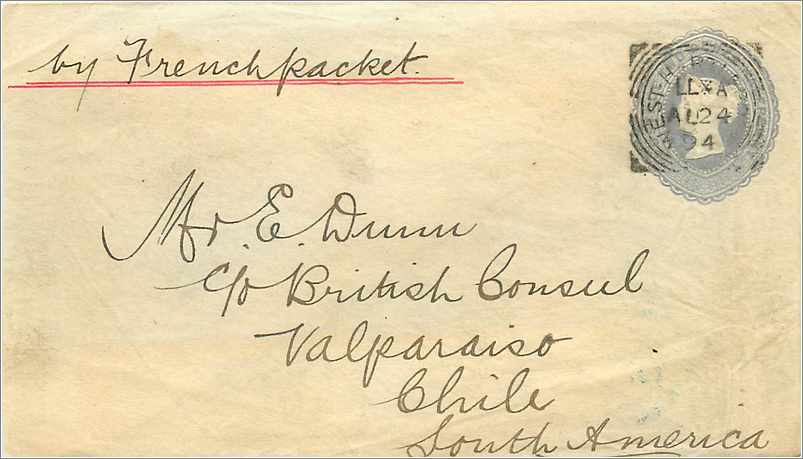 Entier Postal Postal Stationary West Ham 1894 for Chile Chili