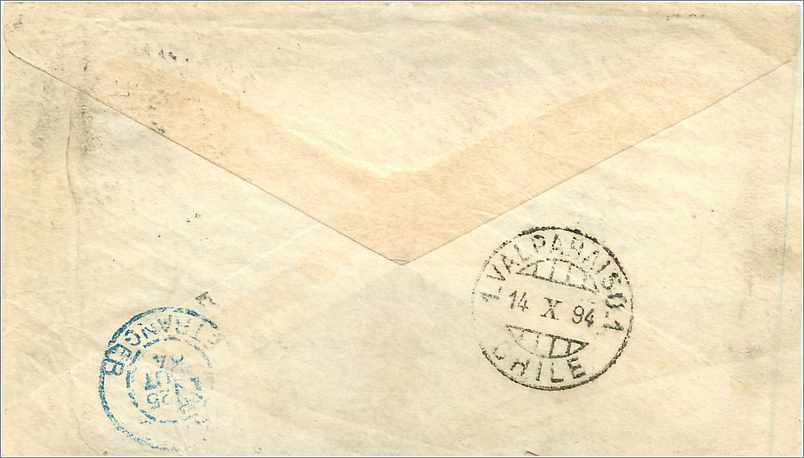 Entier Postal Postal Stationary West Ham 1894 for Chile Chili — Verso
