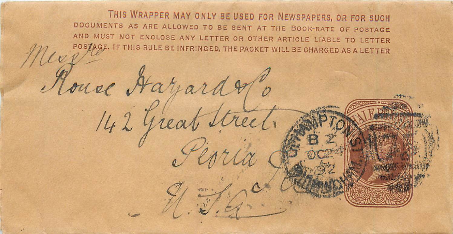 Entier Postal Postal Stationary 12/2p Hampton for USA