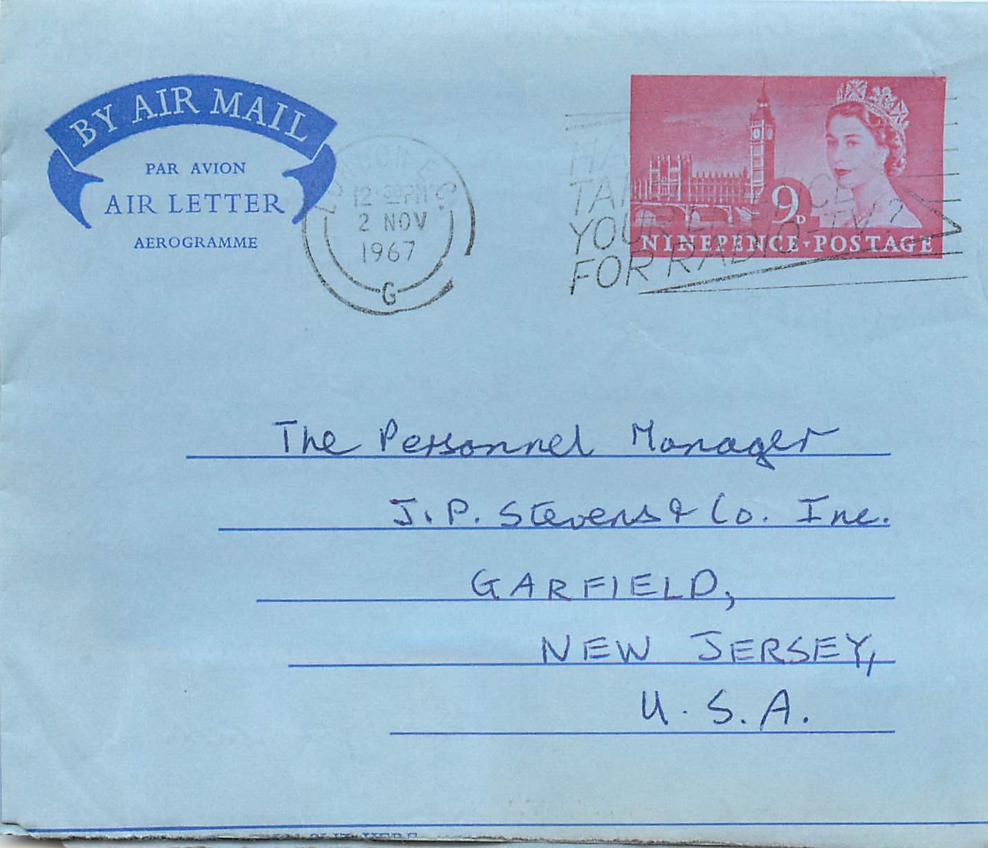 Entier Postal Postal Stationary Aerogramme Aeogram Grande Bretagne Great Britain 