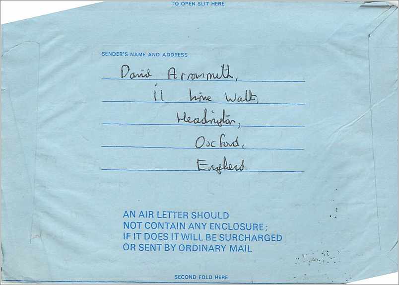 Entier Postal Postal Stationary Aerogramme Aeogram Grande Bretagne Great Britain  — Verso