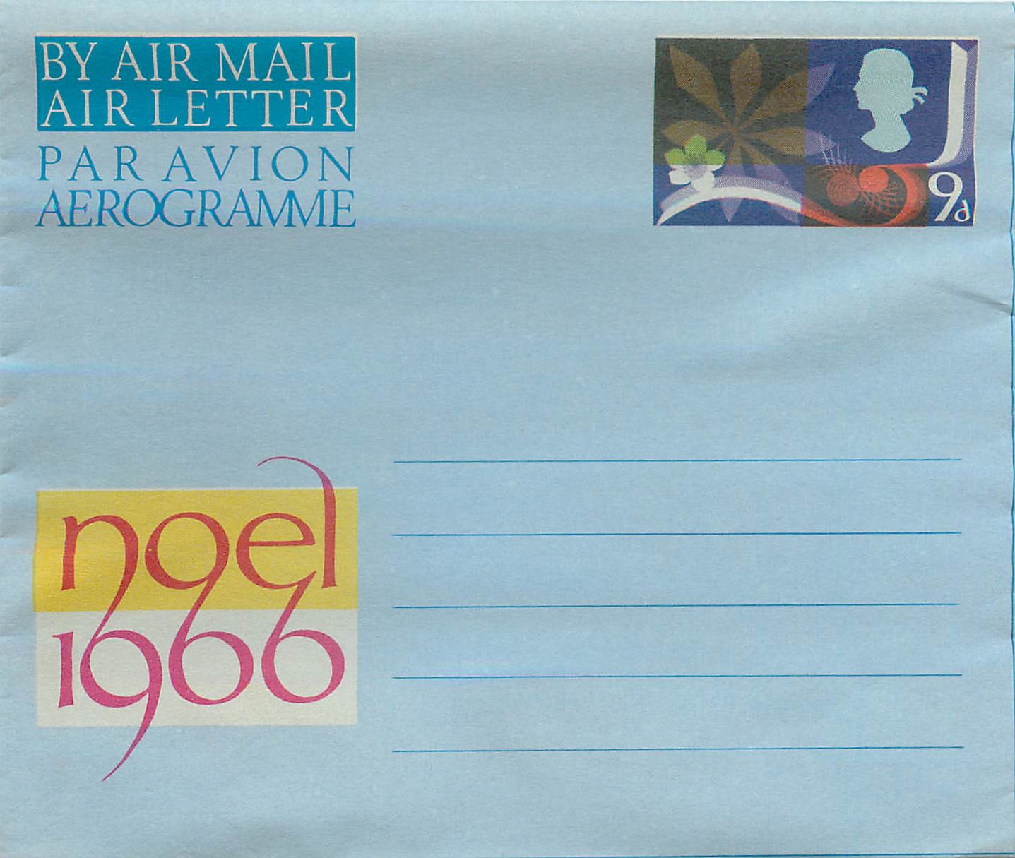 Entier Postal Postal Stationary Aerogramme Aeogram Grande Bretagne Great Britain Noel 1966