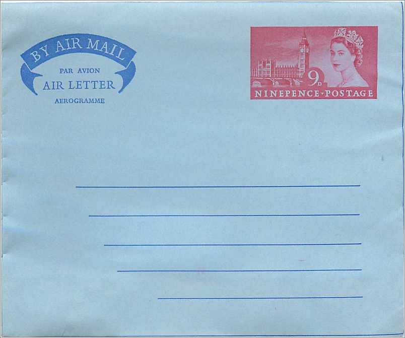 Entier Postal Postal Stationary Aerogramme Aeogram Grande Bretagne Great Britain 9d