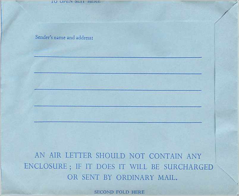 Entier Postal Postal Stationary Aerogramme Aeogram Grande Bretagne Great Britain 9d — Verso