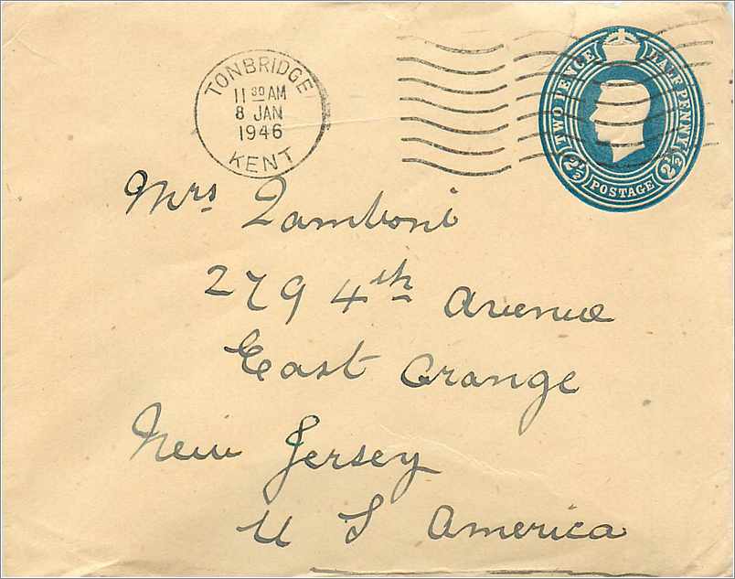 Entier Postal Postal Stationary Grande Bretagne Great Britain 2 1/2p Tonbridge 1946