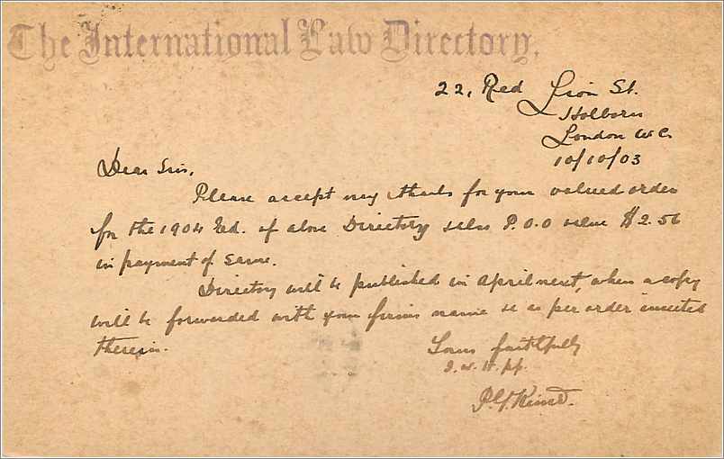 Entier Postal Postal Stationary Grande Bretagne Great Britain 1p Chiswick for New York 1903 — Rückseite