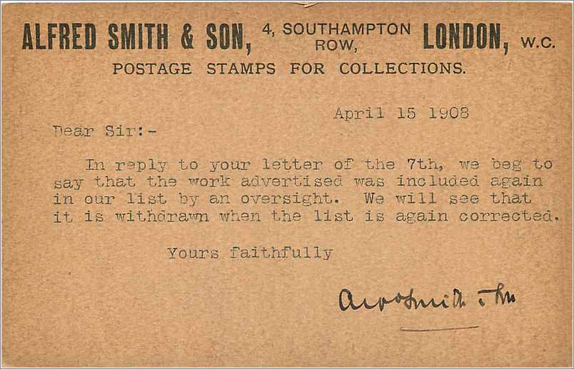 Entier Postal Postal Stationary Grande Bretagne Great Britain London 1908 to Boston Alfred Smith — Verso