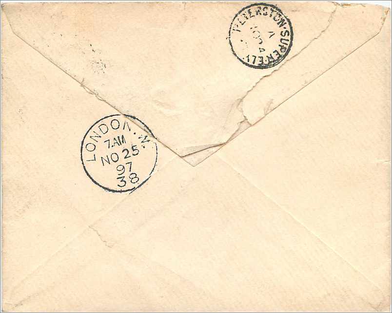 Entier Postal Postal Stationary Grande Bretagne Great Britain 1897 Cardiff to London — Verso