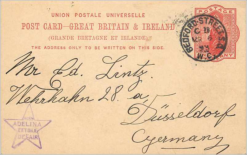 Entier Postal Postal Stationary Grande Bretagne Great Britain Bedford to Dusselfdof 1893
