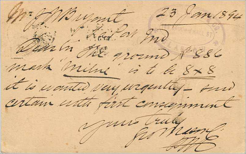 Entier Postal Postal Stationary Grande Bretagne Great Britain 1894 Glasgow to Indiana La Porte USA — Verso