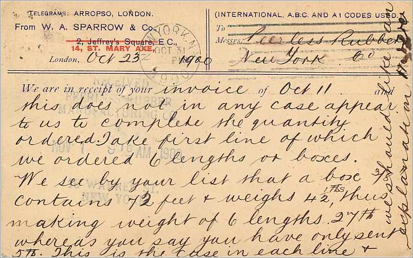 Entier Postal Postal Stationary Grande Bretagne Great Britain London to New York 1900 — Verso
