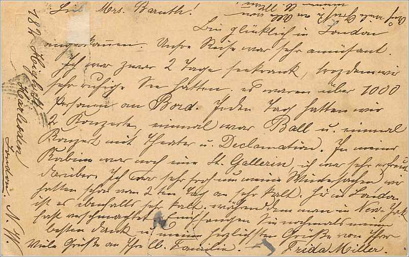 Entier Postal Postal Stationary Grande Bretagne Great Britain London 1894 to New York — Verso