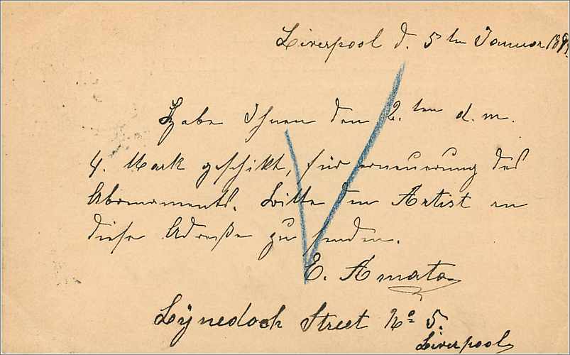 Entier Postal Postal Stationary Grande Bretagne Great Britain 1899 Liverpool to Dusseldorf — Verso