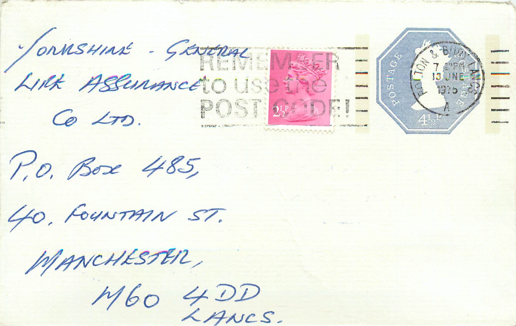 Entier Postal Postal Stationary Grande Bretagne Great Britain Machin Rolton 1975
