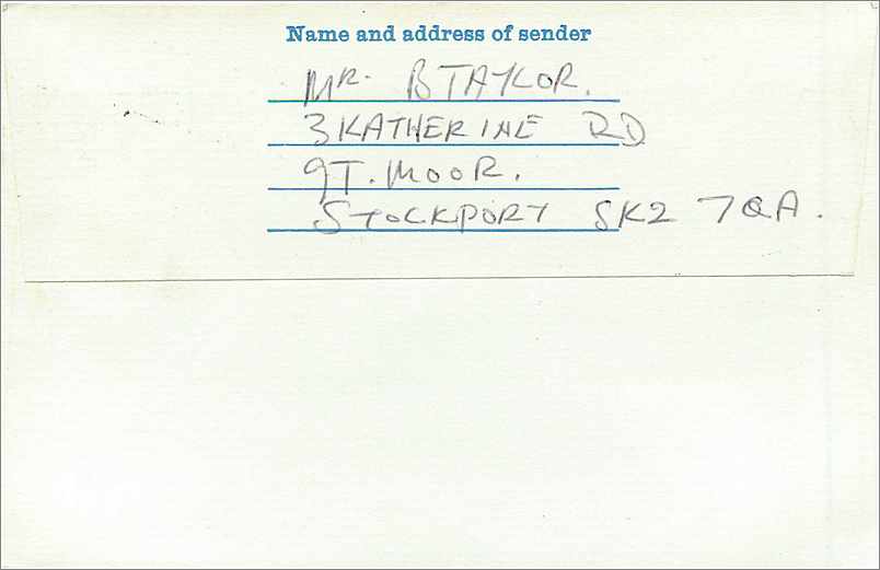 Entier Postal Postal Stationary Grande Bretagne Great Britain Machin Stockport  — Verso