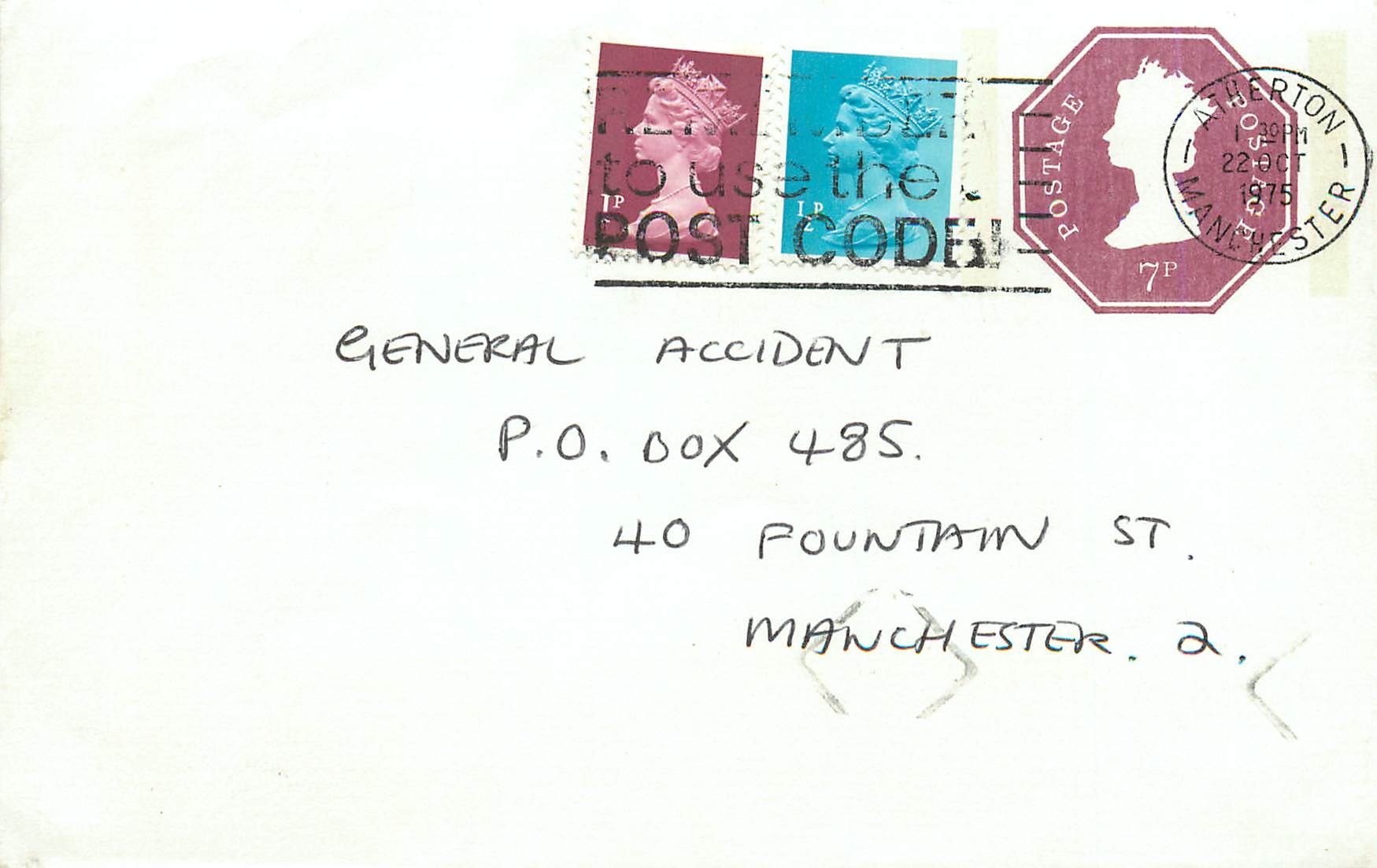 Entier Postal Postal Stationary Grande Bretagne Great Britain Machin Atherton 1975