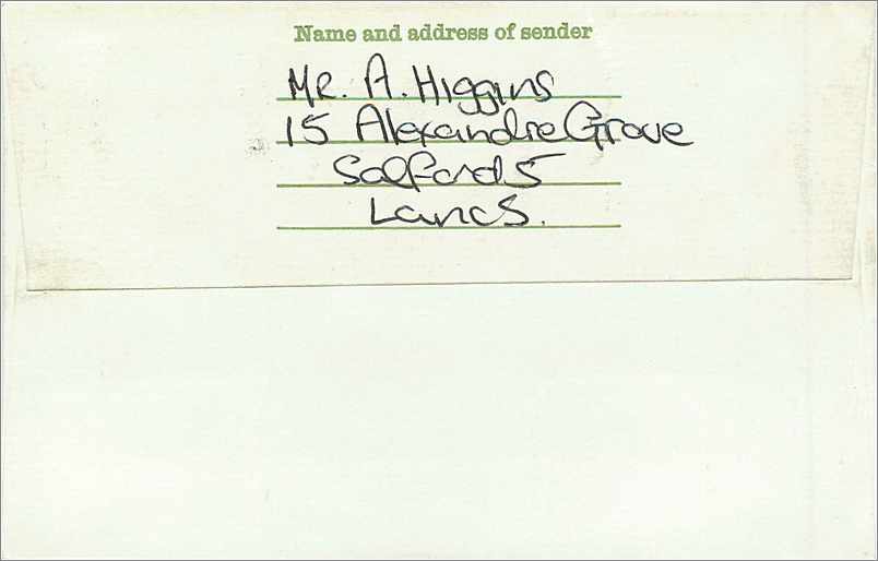 Entier Postal Postal Stationary Grande Bretagne Great Britain Machin Salford 1977 — Verso