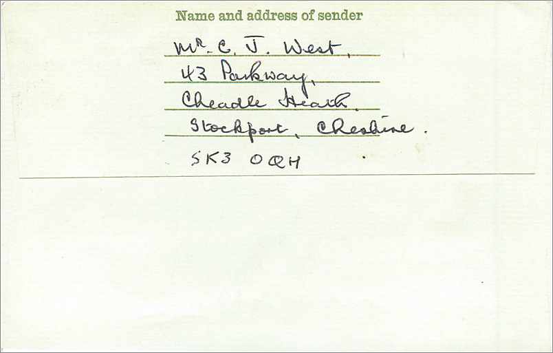 Entier Postal Postal Stationary Grande Bretagne Great Britain Machin Stockport 1976 — Verso