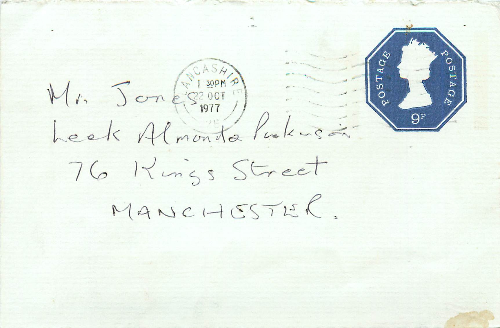 Entier Postal Postal Stationary Grande Bretagne Great Britain Machin Lancashire 1977