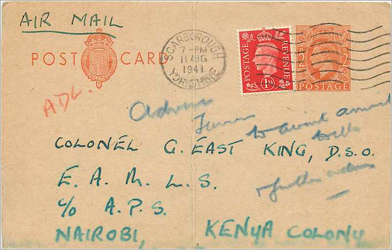 Entier Postal Postal Stationary Grande Bretagne Great Britain Scarborough to Nairobi Kenya