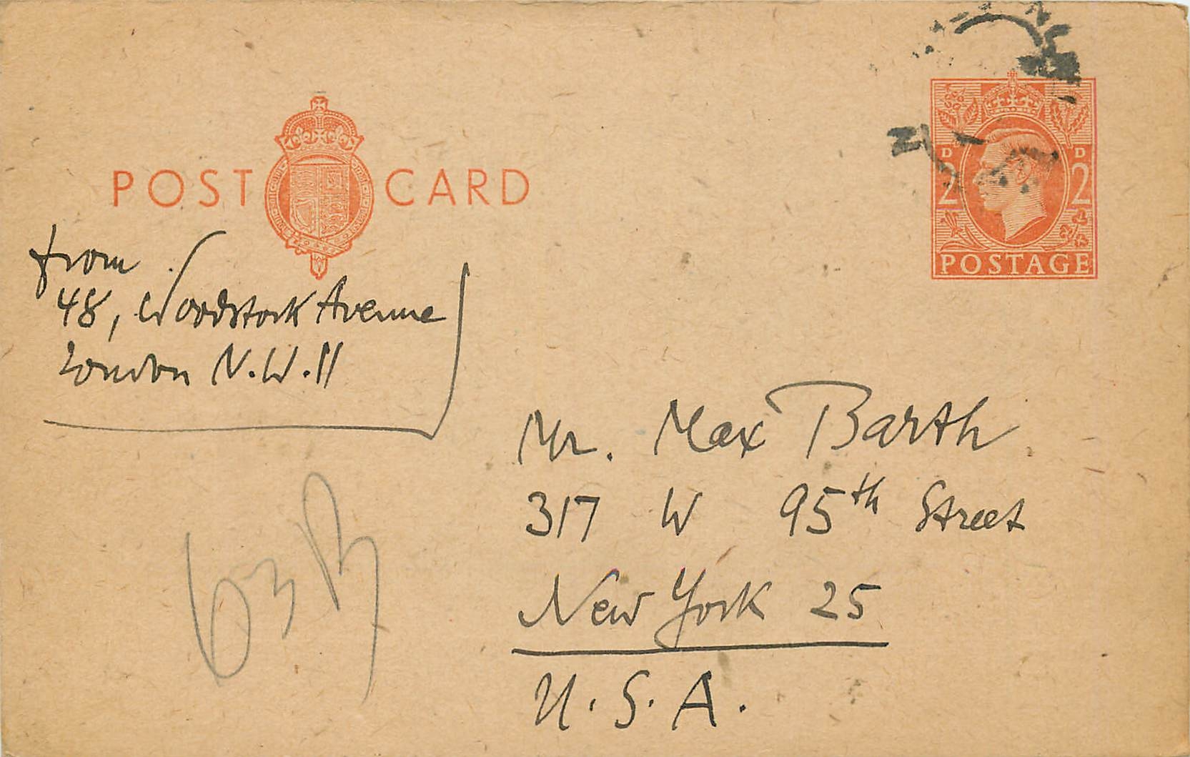 Entier Postal Postal Stationary Grande Bretagne Great Britain to New York