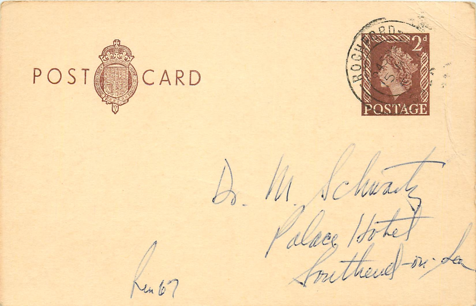 Entier Postal Postal Stationary Grande Bretagne Great Britain to Southend on Sea