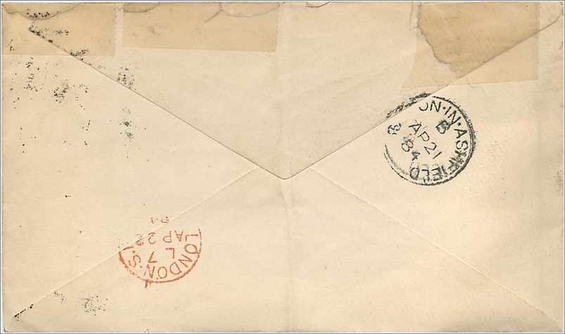 Entier Postal Postal Stationary Grande Bretagne Great Britain 1884 Nottingham to London — Verso
