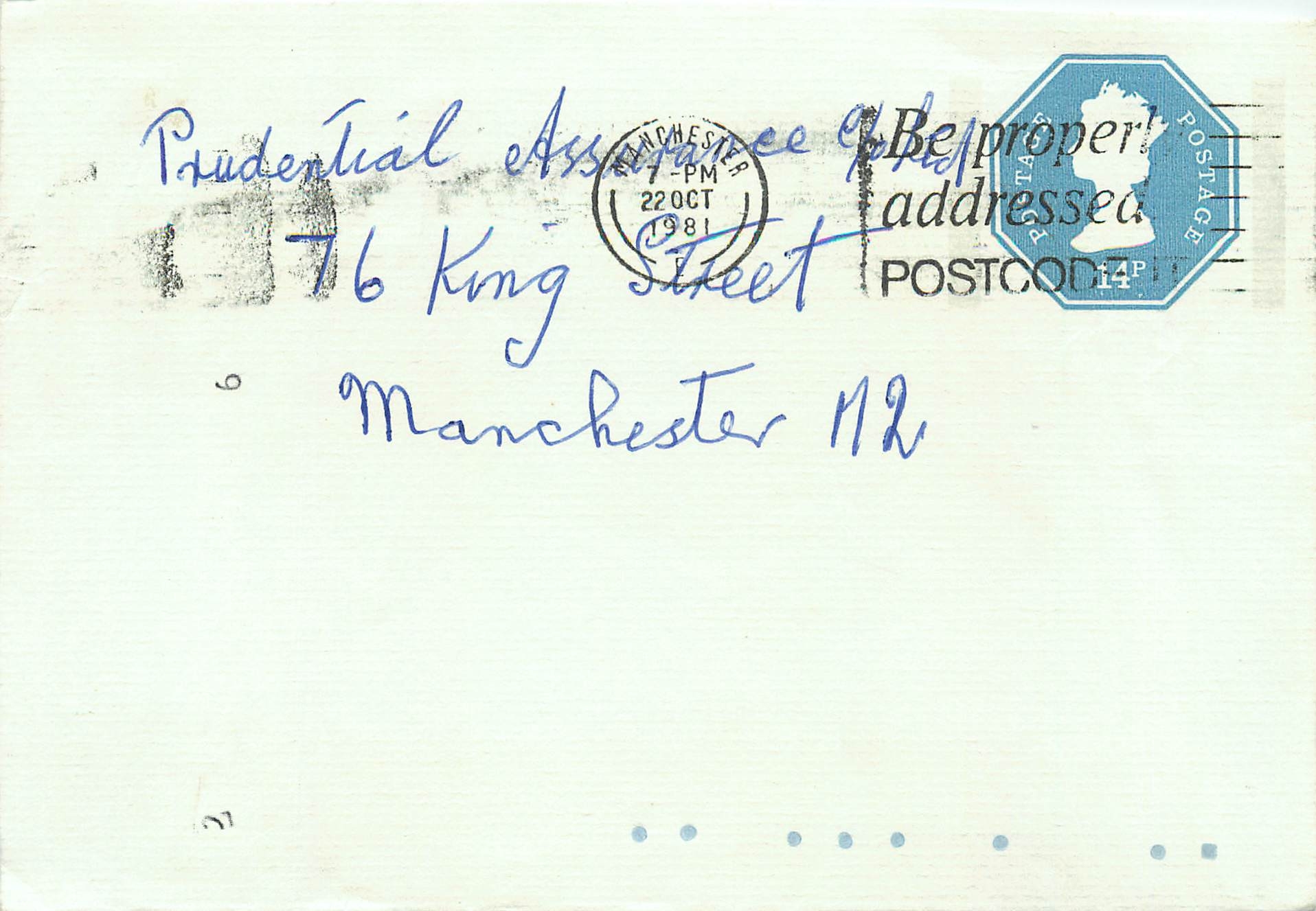 Entier Postal Postal Stationary Grande Bretagne Great Britain Manchester 1981