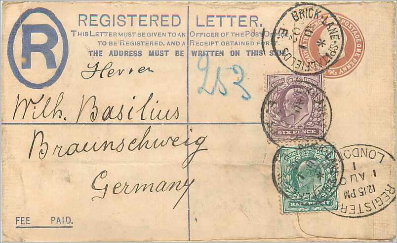 Entier Postal Postal Stationary Grande Bretagne Great Britain  1902 Mixed franking London to Branusc