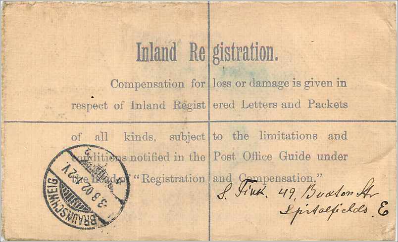 Entier Postal Postal Stationary Grande Bretagne Great Britain  1902 Mixed franking London to Branusc — Verso