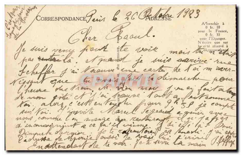 Paris CPA La Bourse — Verso