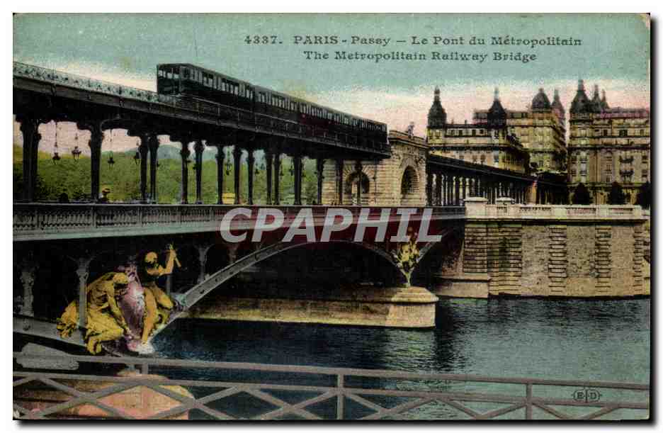 Paris CPA Passy Le pont du Metropolitain 