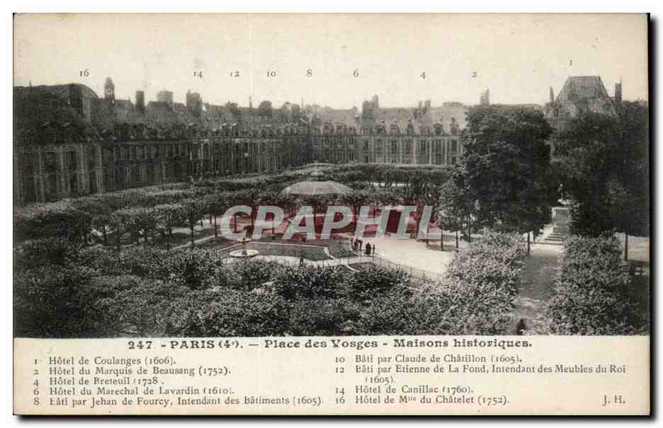 Paris CPA Place des Vosges Maisons historiques