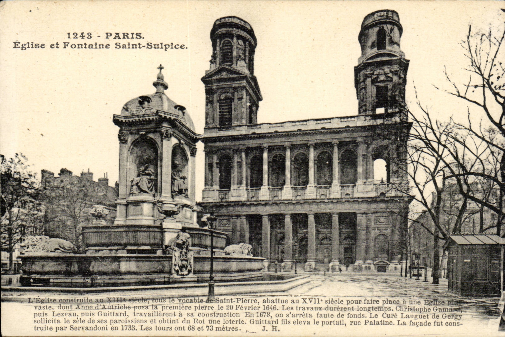 Paris CPA Eglise et Fontaine Saint Sulpice