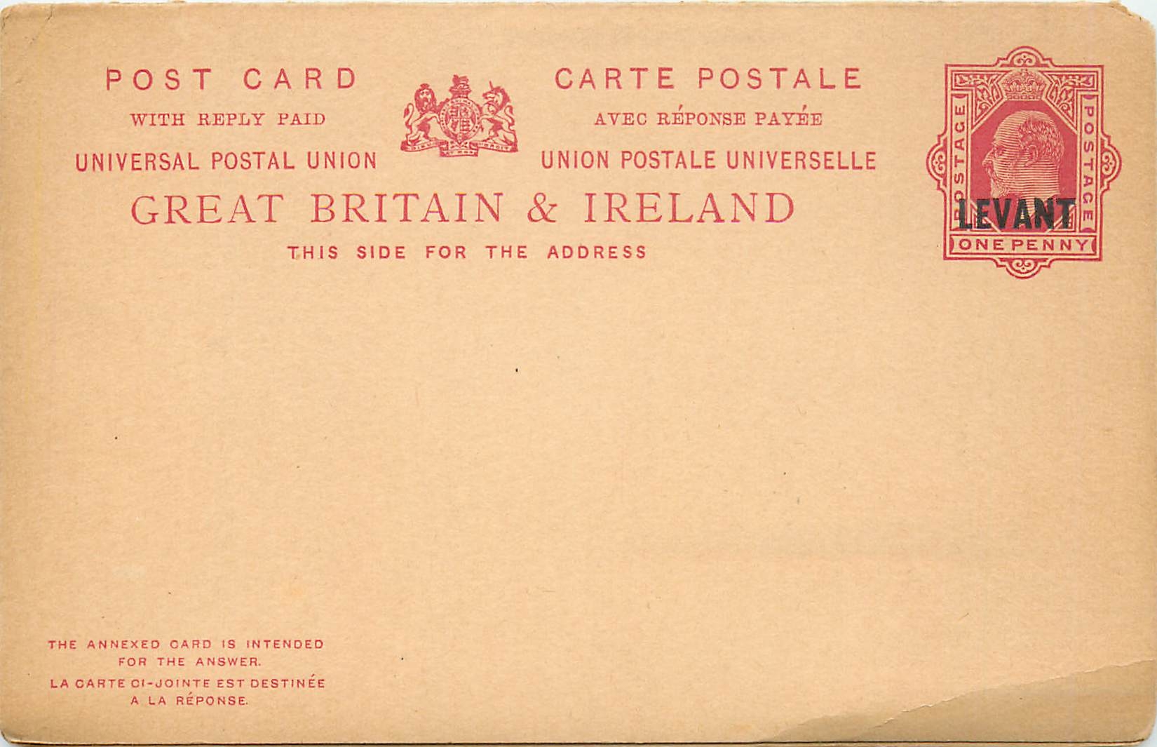 Entier Postal Postal Stationary Grande Bretagne Great Britain Levant 
