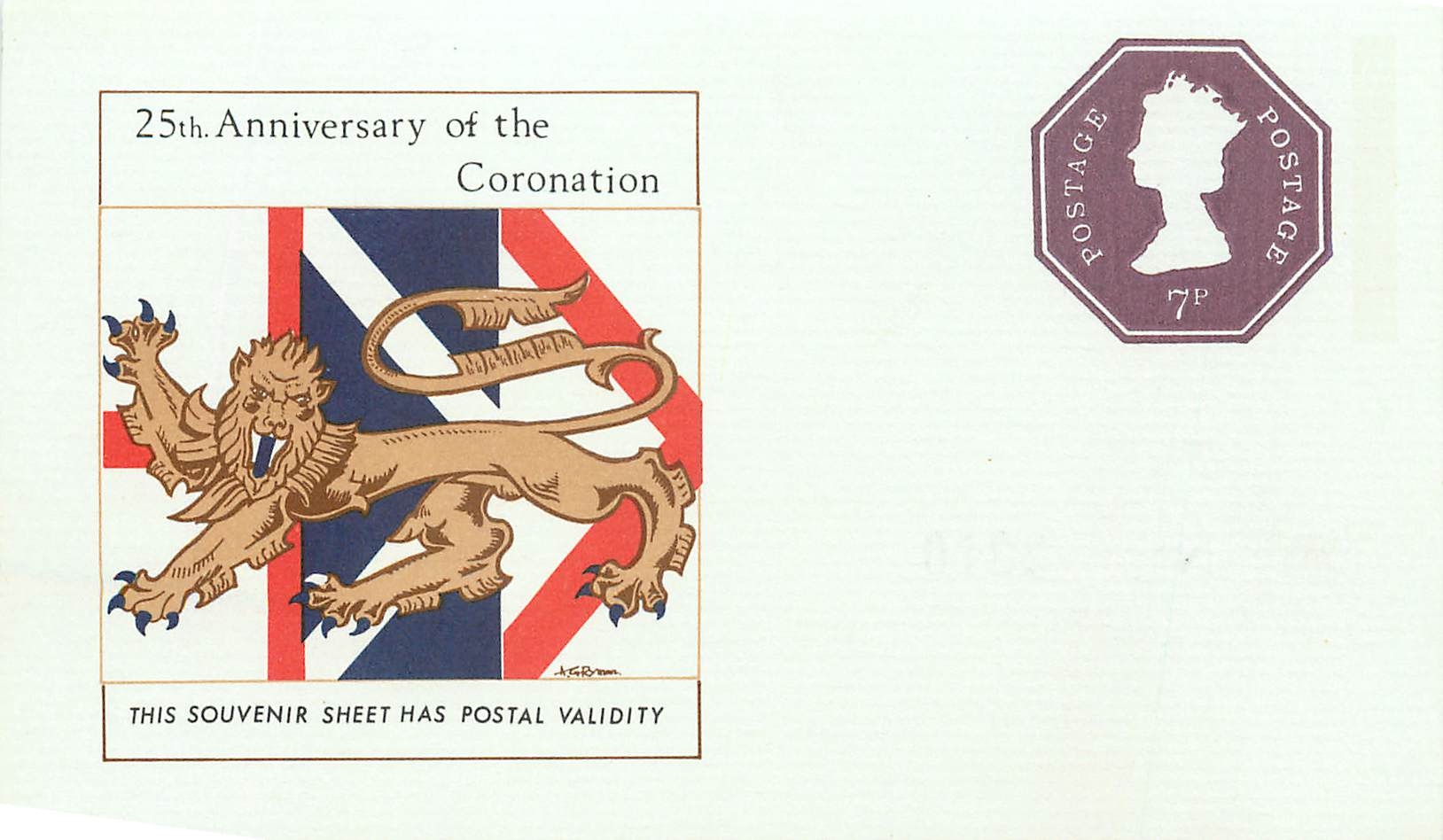Entier Postal Postal Stationary Grande Bretagne Great Britain Machin 7d Lion Coronation
