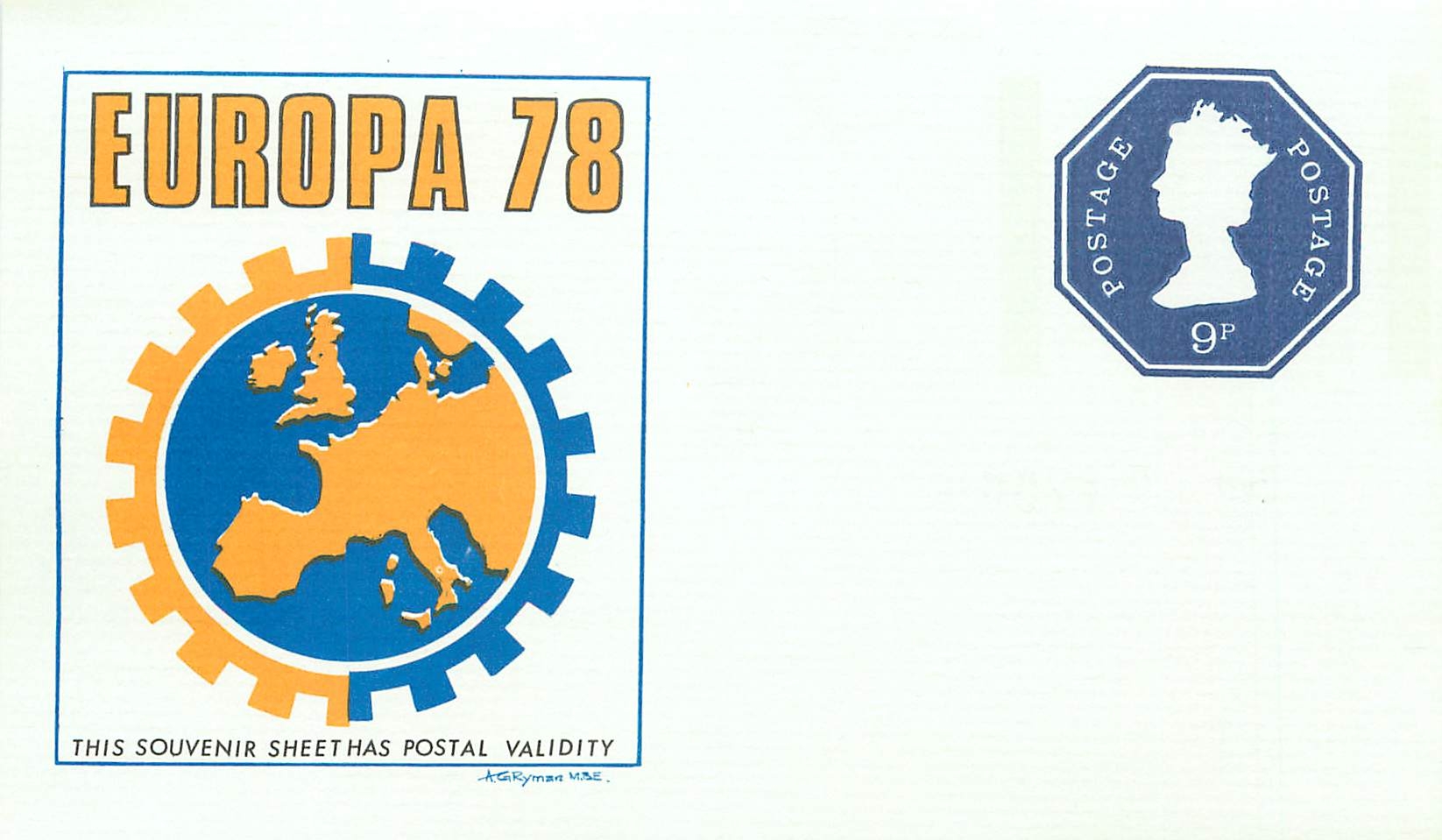 Entier Postal Postal Stationary Grande Bretagne Great Britain Machin 9d Europa 78