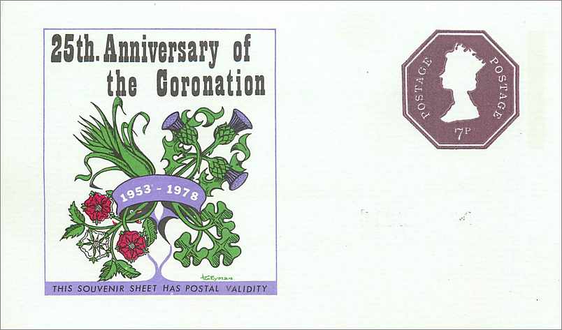 Entier Postal Postal Stationary Grande Bretagne Great Britain Machin 7d Flowers Coronation