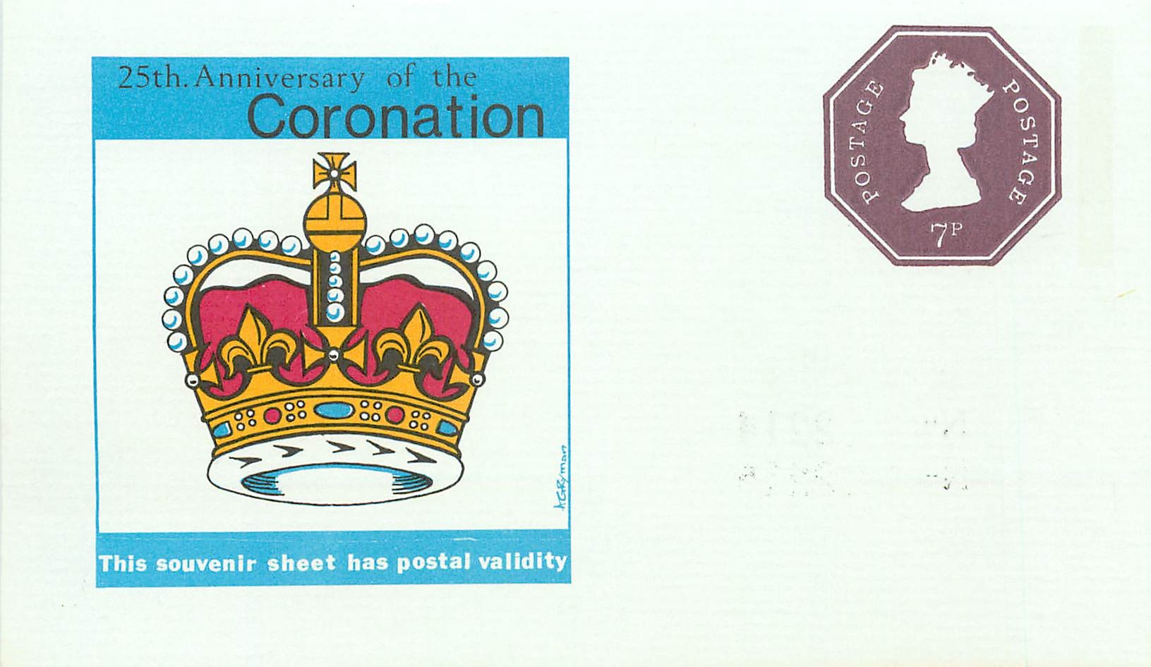 Entier Postal Postal Stationary Grande Bretagne Great Britain Machin 7d Crown Coronation