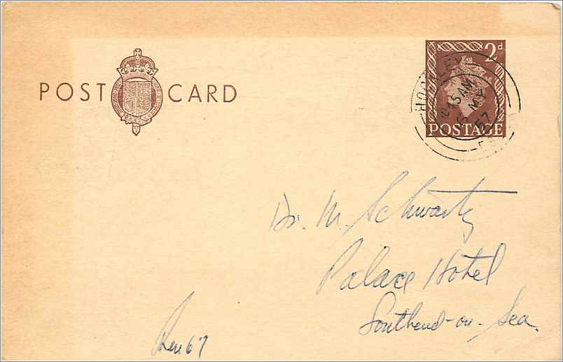 Entier Postal Postal Stationary Grande Bretagne Great Britain 2d 1957 Hockley to Southend on Sea