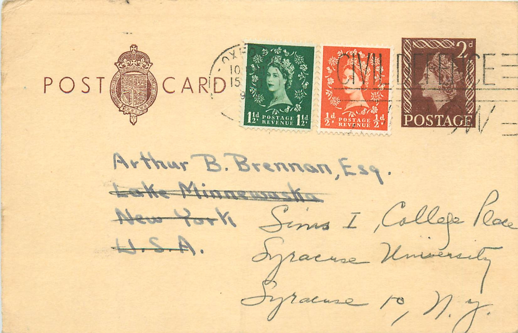 Entier Postal Postal Stationary Grande Bretagne Great Britain 2d to Syracuse