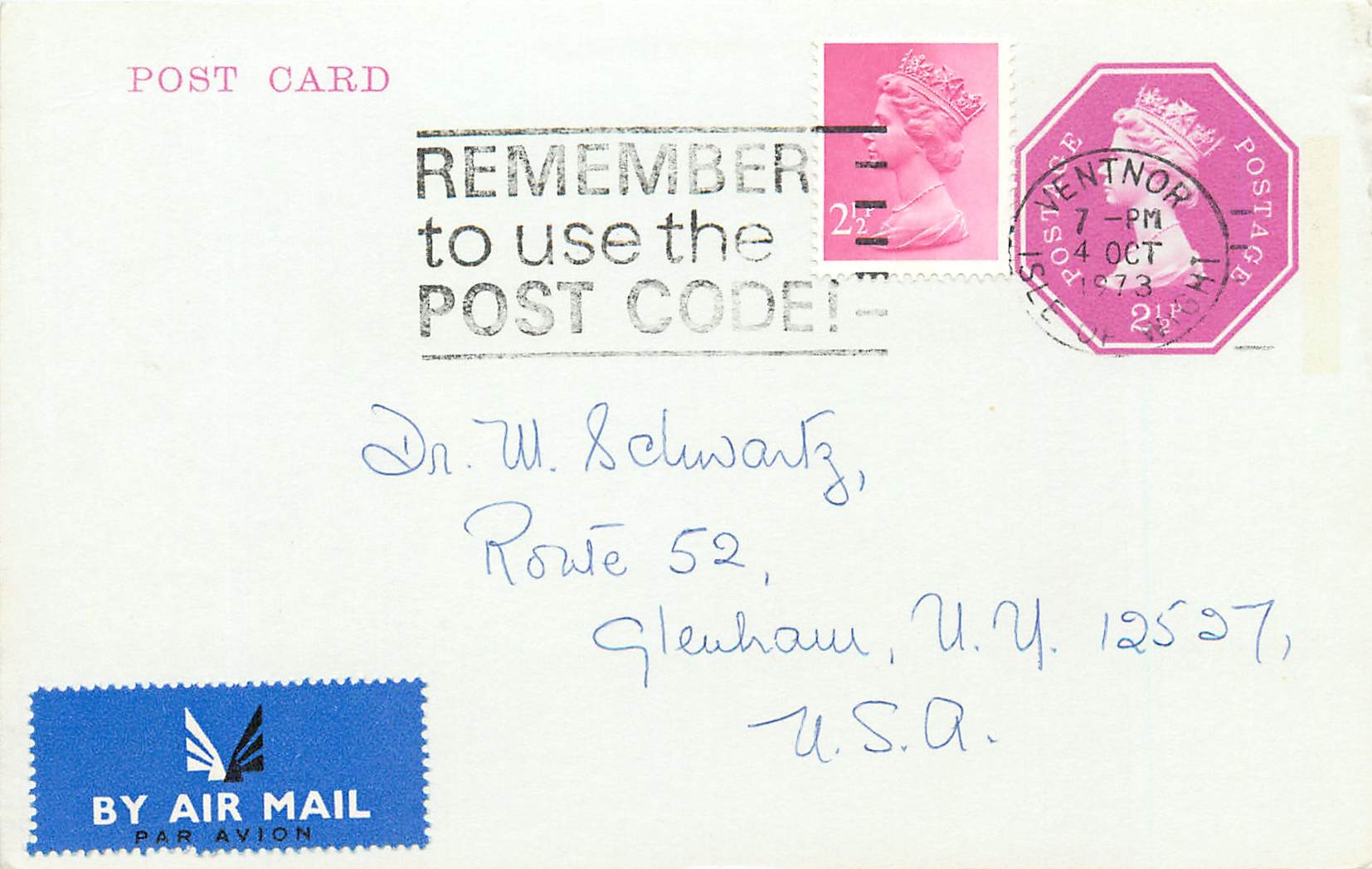 Entier Postal Postal Stationary Grande Bretagne Great Britain Machin 2 1/2d Ventnor Glenham