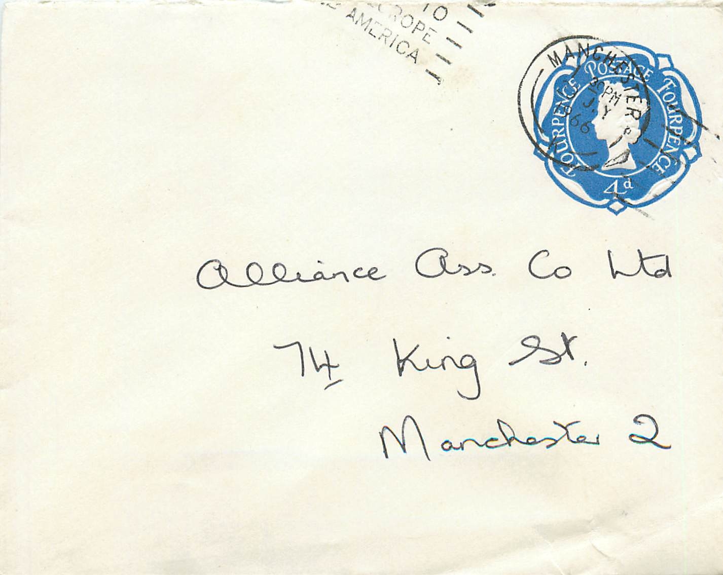 Entier Postal Postal Stationary Grande Bretagne Great Britain 4d 1966  Manchester