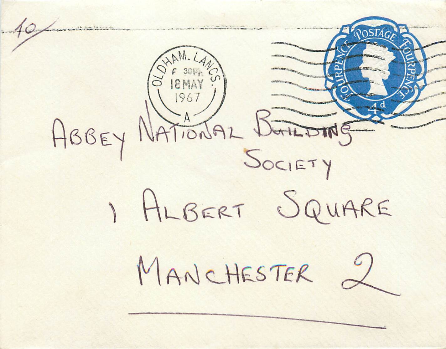 Entier Postal Postal Stationary Grande Bretagne Great Britain 4d 1967 Oldham  for Manchester