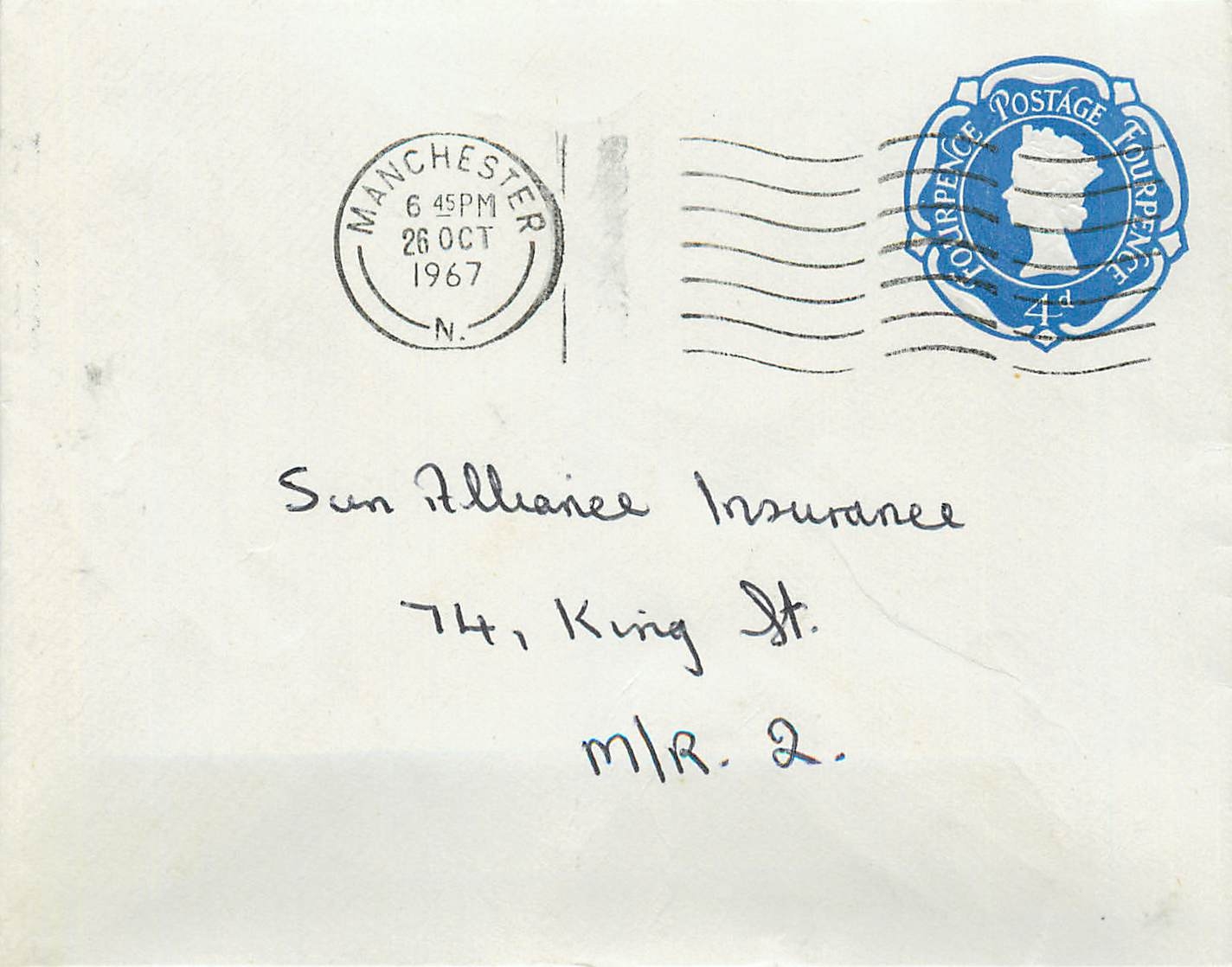 Entier Postal Postal Stationary Grande Bretagne Great Britain 4d 1967 for Manchester